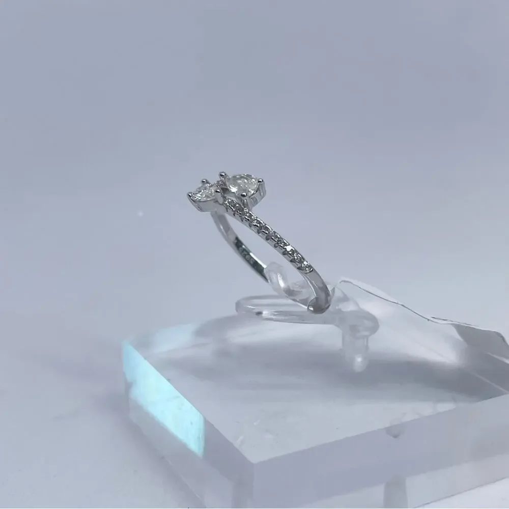 Moissanite Diamond Band Pear Cut Ring 925 18K GRA Size 7